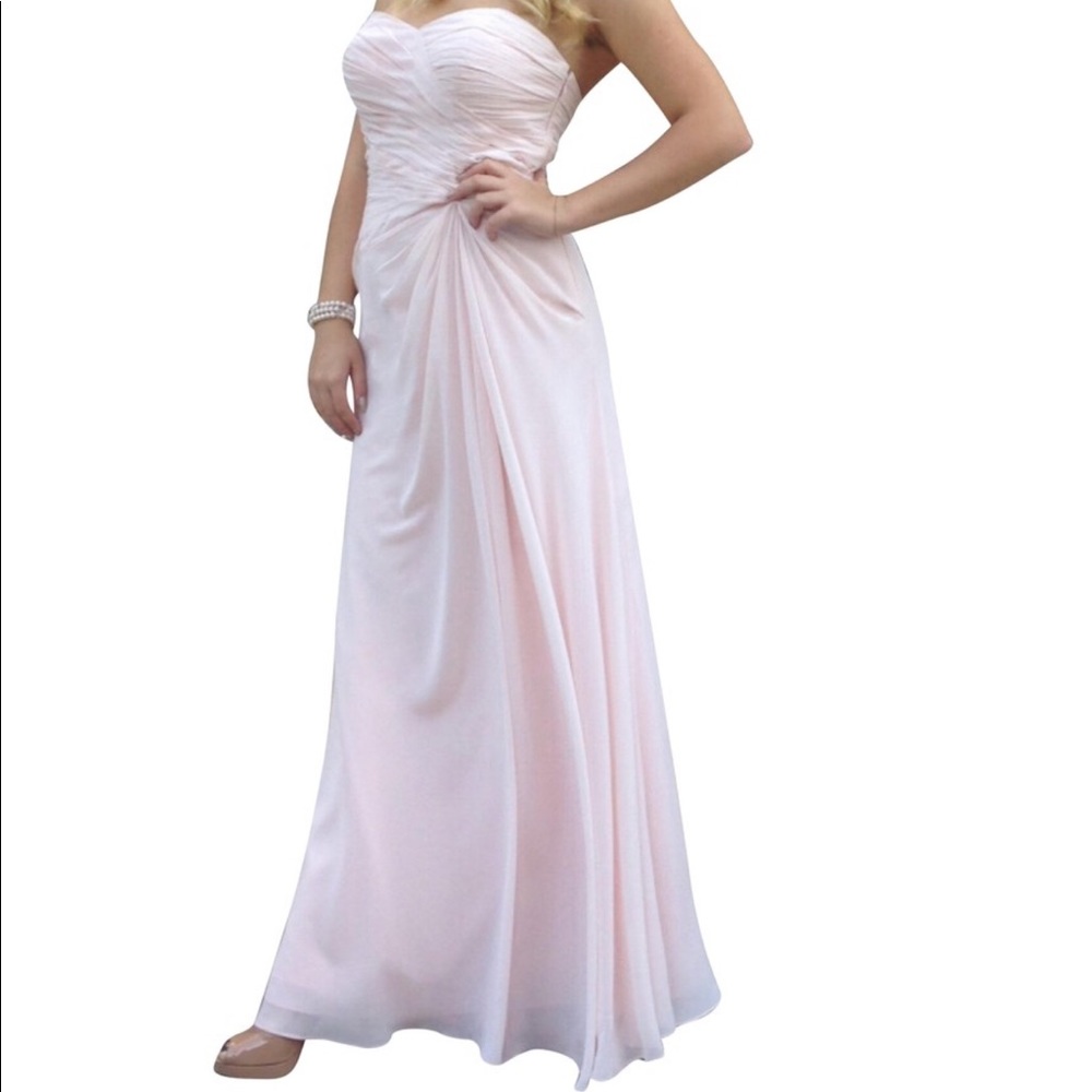 Petal Pink Bill Levkoff Chiffon Bridesmaid Dress